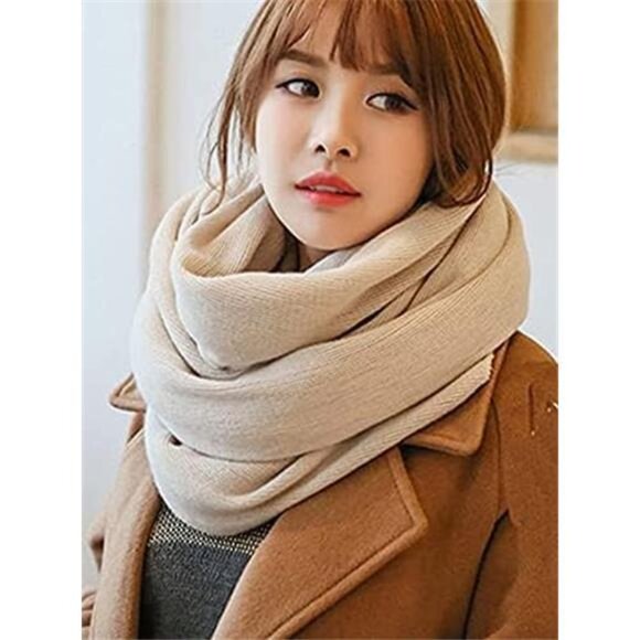 Womens Warm Winter Infinity Scarves Set Blanket Scarf Pure Color - Picture 2 of 4